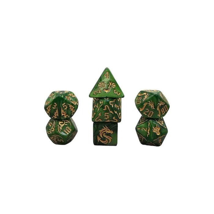 Brain Games LV Würfelset Mehrfarbig: Dragon ( Grün/Gold)(7)