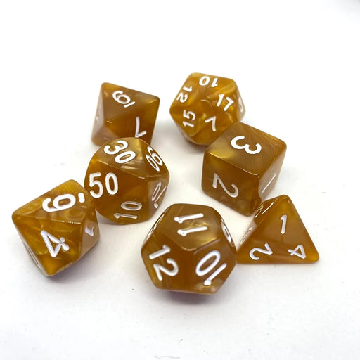 Brain Games LV Würfelset Pearl: Toffee/White (7)