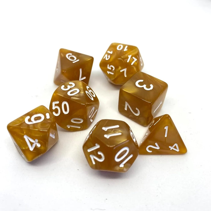 Brain Games LV Würfelset Pearl: Toffee/White (7)