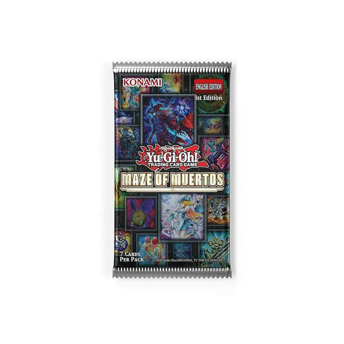 Yu-Gi-Oh! Maze of Muertos papildpaka ar krāsainu anime dizainu un 7 kāršu komplektu spēlei.