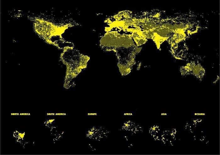 Puzle, 1000 - World Map Neon