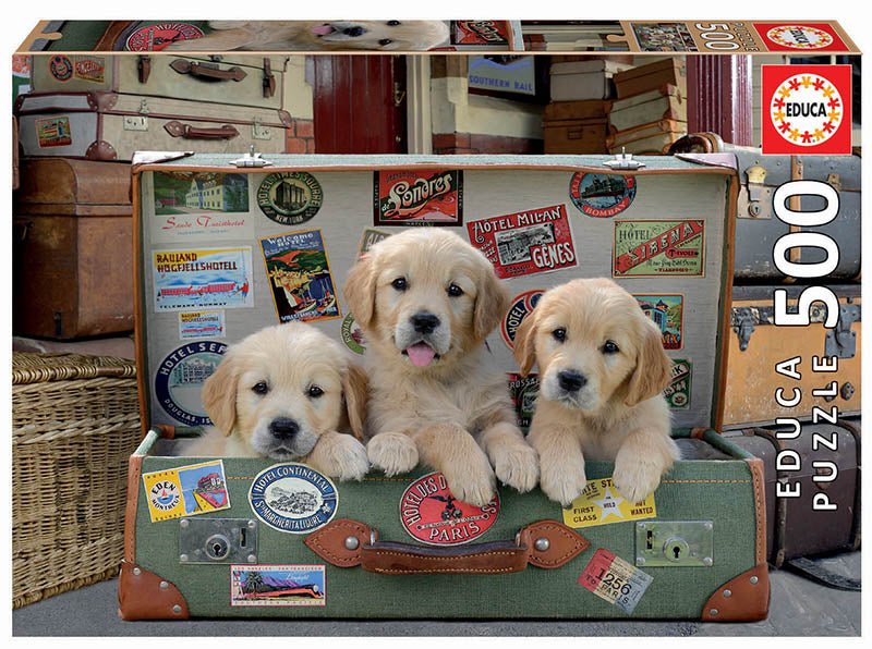 Puzzle - Puppies in the luggage