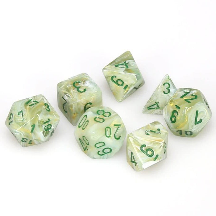 Chessex Marble Poly Green Dark Green dice set