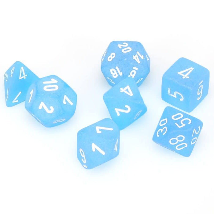Chessex Frost Poly Caribbean Blue-White dice set