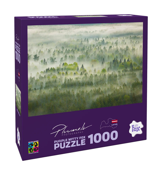 Purple Witty Fox 1000 Puzzle Mārtiņš Plūme, Latvia, Gauja National Park, Forest in the mist 