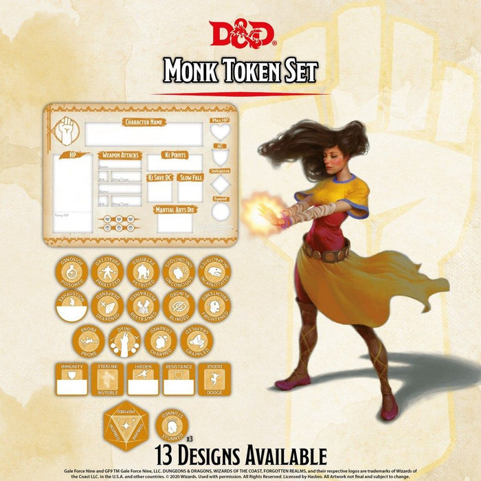 D&D 5th Monk Token Set (Board & 23)