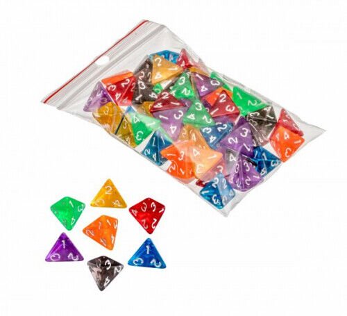 4-sided, transparent, dice, 50er bag
