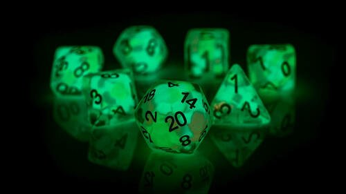 RPG Dice Set (7) Frosted Glowworm